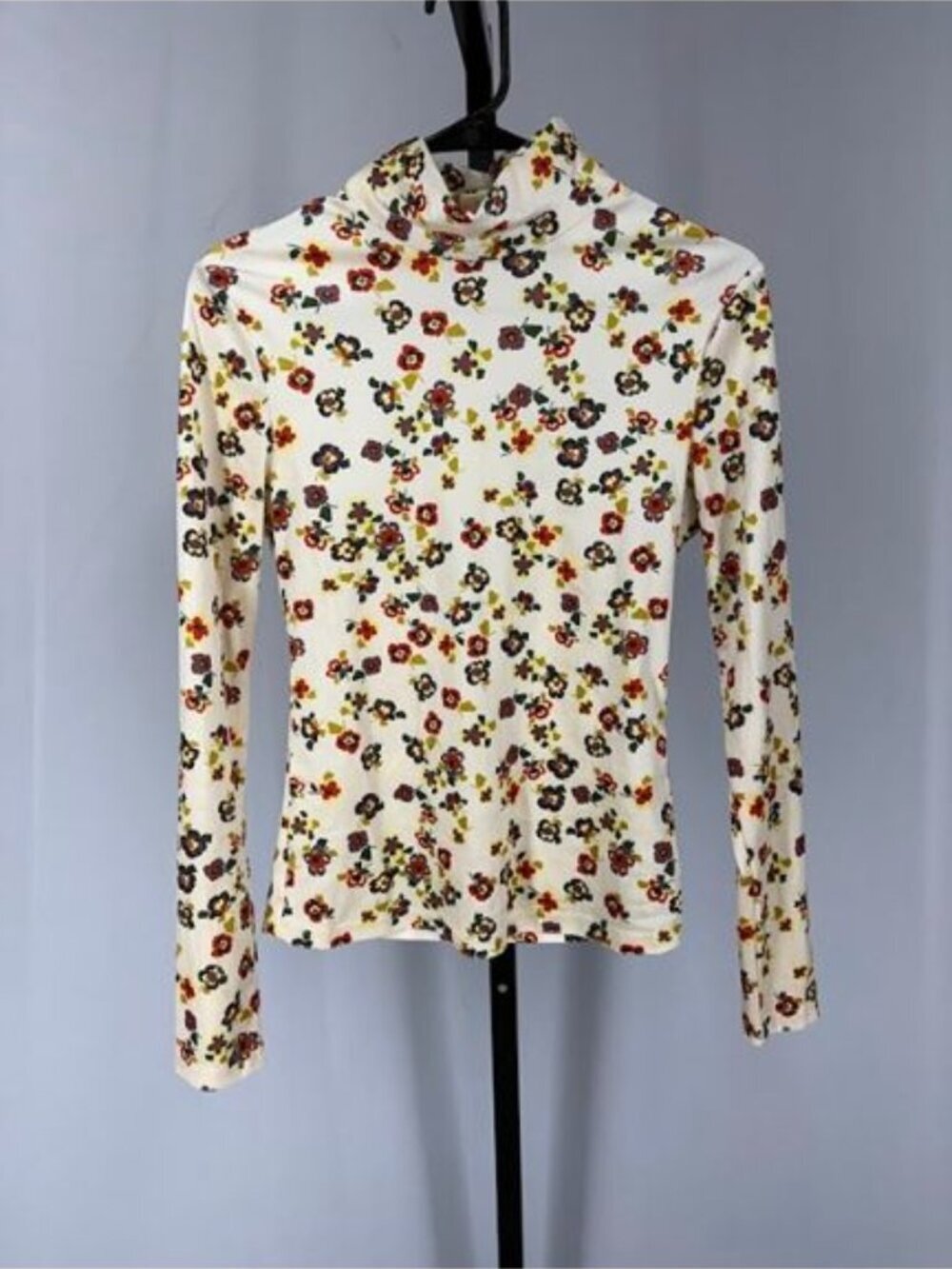 Cider Velvet Floral Mock Neck Long Sleeve Top